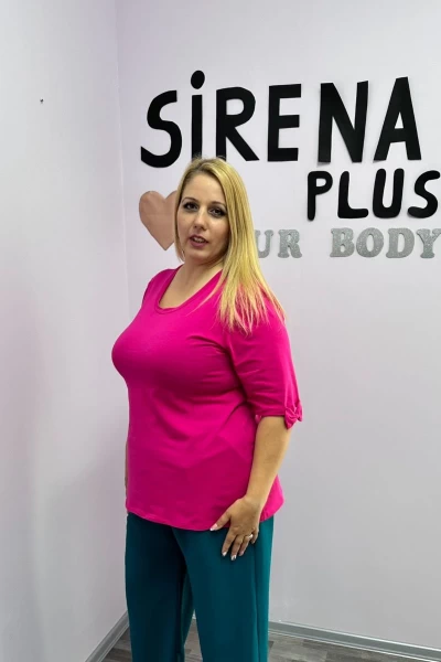 Ежедневна едноцветна макси туника в  циклама, големи размери