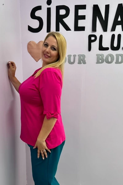 Ежедневна едноцветна макси туника в  циклама, големи размери
