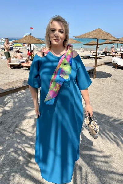 Официална макси дълга рокля в морско синьо ВАЯ