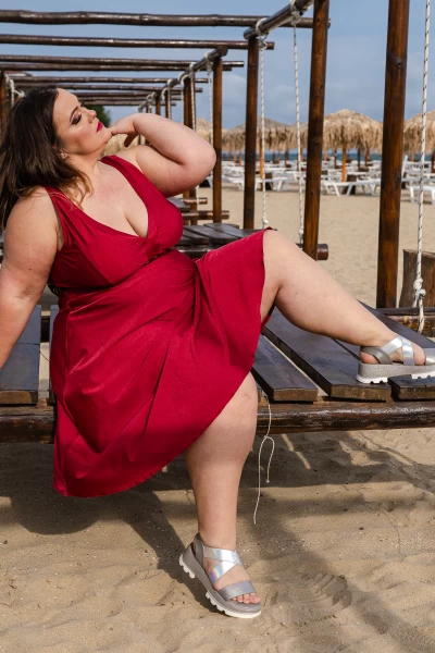 PLUS SIZE макси бански в големи размери  долна част поличка за плаж бордо