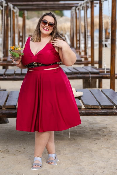 PLUS SIZE макси бански в големи размери  долна част поличка за плаж бордо
