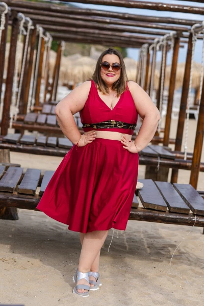 PLUS SIZE макси бански в големи размери  долна част поличка за плаж бордо